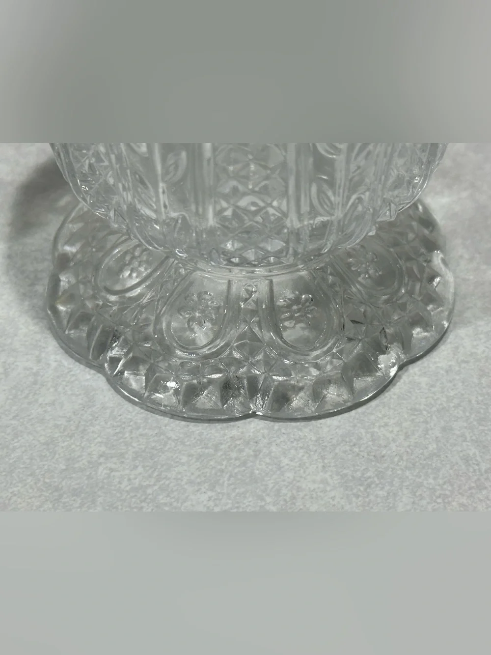 VTG Avon Fostoria Clear Pressed Glass Footed Vase/Candy Dish - 2 Piece Set